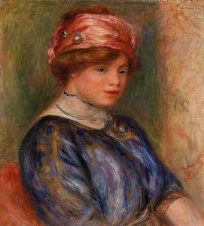 Joven mujer en azul, busto de Pierre Auguste Renoir